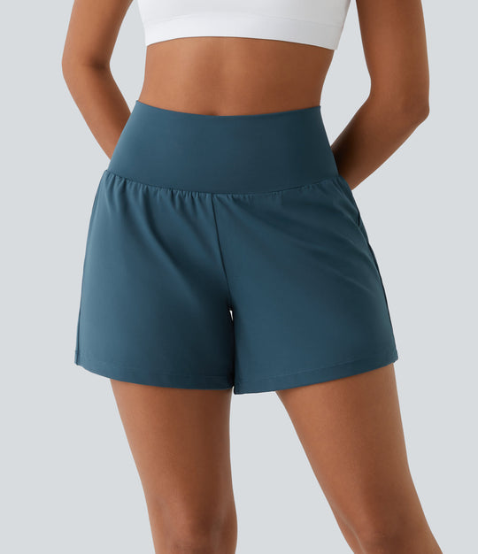 2-in-1 yoga-shorts mit hoher taille für frauen