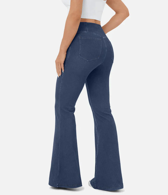 Geschwungene jeans mit hoher taille