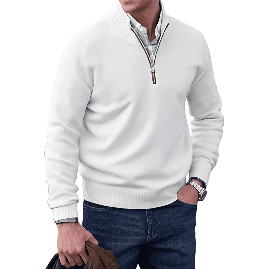 Eleganter kaschmirpullover mit reißverschluss