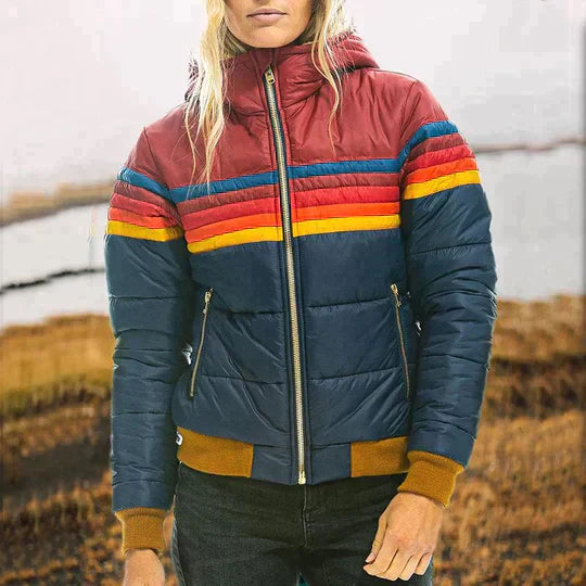 Retro Parka mit Kunstfellkapuze für Damen