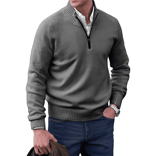 Eleganter kaschmirpullover mit reißverschluss