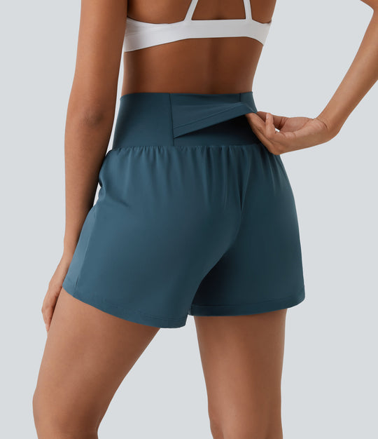 2-in-1 yoga-shorts mit hoher taille für frauen