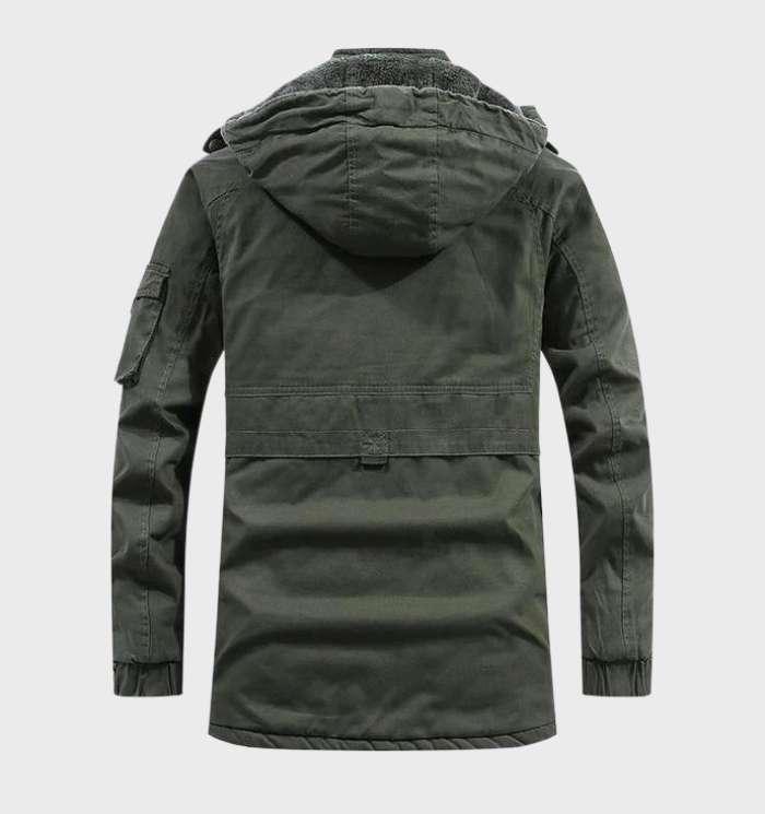 Dicke Herren-Cargo-Jacke mit Fleece-Futter und Kapuze