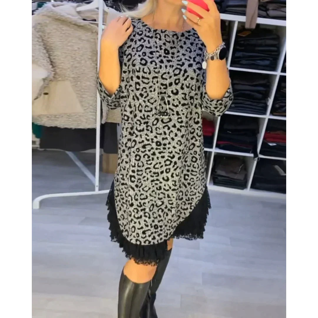 Kleid mit leopardenmuster für frauen