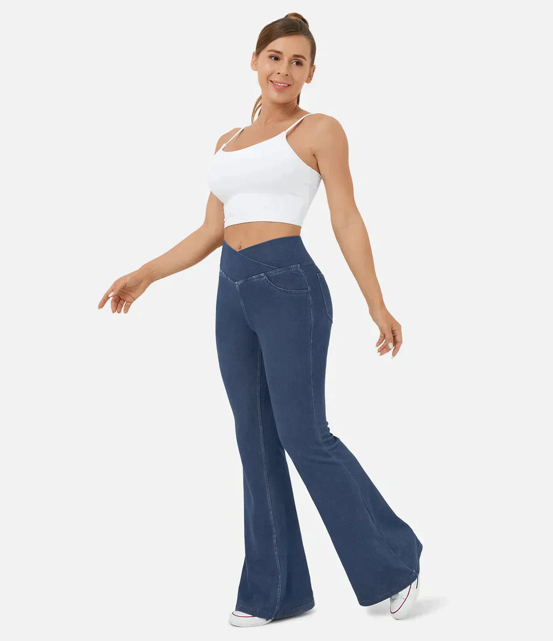 Geschwungene jeans mit hoher taille