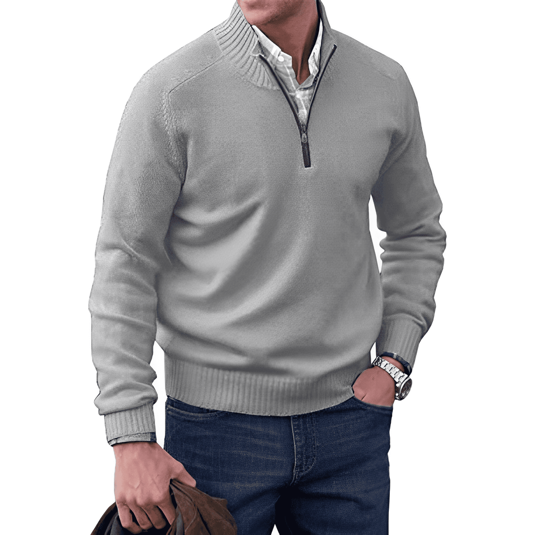 Eleganter kaschmirpullover mit reißverschluss