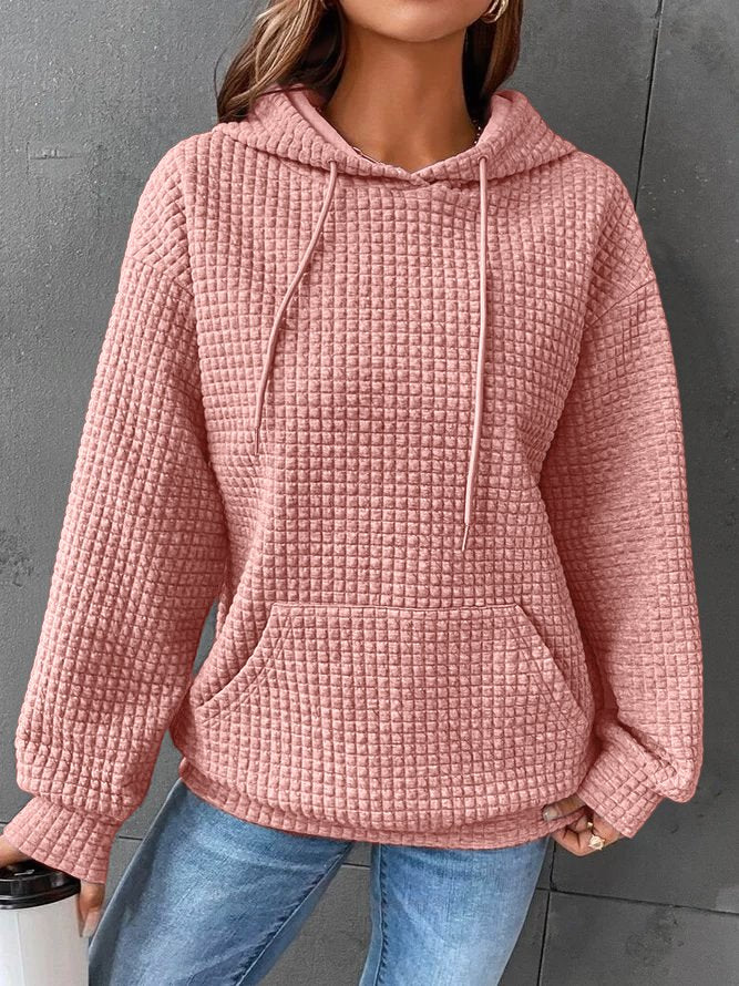 Waffel-Kapuzenpullover mit Kordelzug für Damen