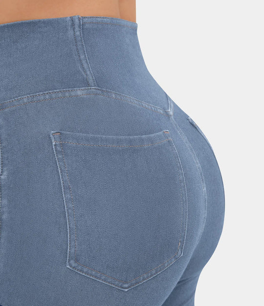 Geschwungene jeans mit hoher taille