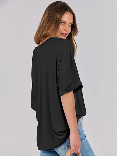 Damen-top lässiges lockeres basic-shirt