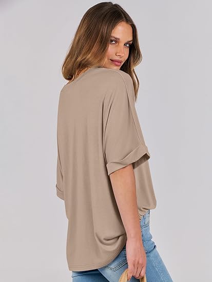 Damen-top lässiges lockeres basic-shirt