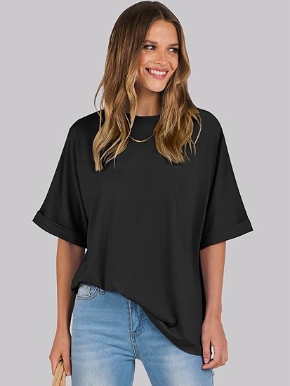 Damen-top lässiges lockeres basic-shirt