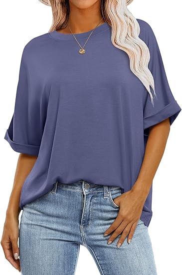 Damen-top lässiges lockeres basic-shirt