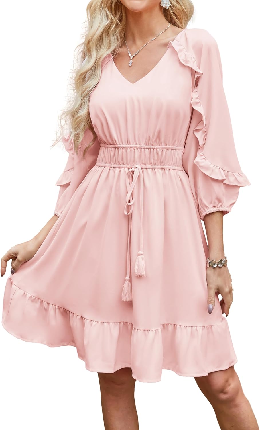 Kleid für frauen sommer ruffle flowy swing kurzes kleid