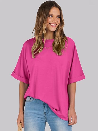 Damen-top lässiges lockeres basic-shirt