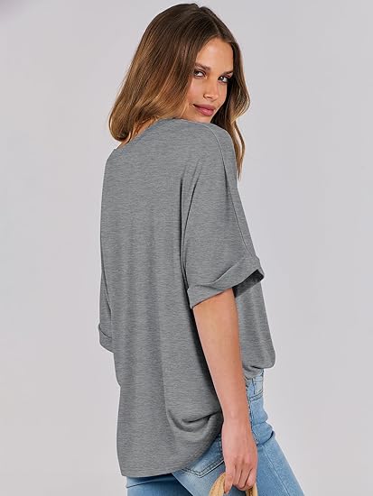 Damen-top lässiges lockeres basic-shirt