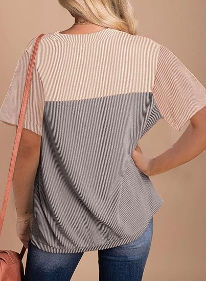 Oberteile für frauen kurzarm crewneck gestrickt