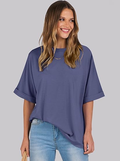 Damen-top lässiges lockeres basic-shirt