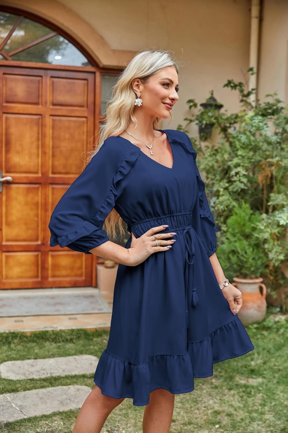 Kleid für frauen sommer ruffle flowy swing kurzes kleid