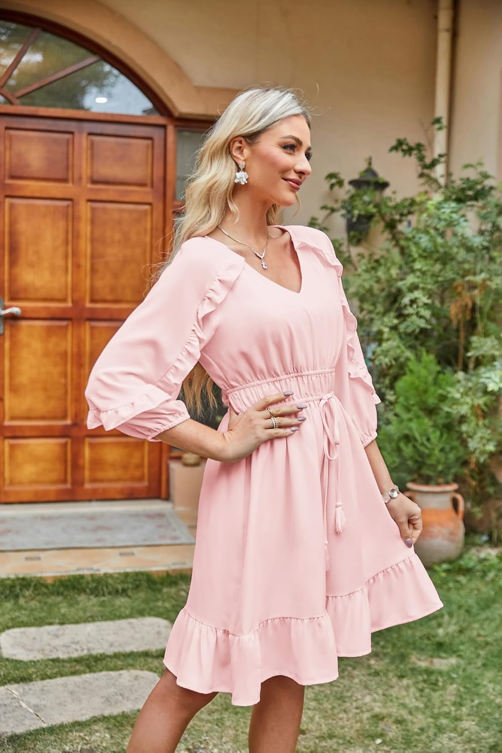 Kleid für frauen sommer ruffle flowy swing kurzes kleid