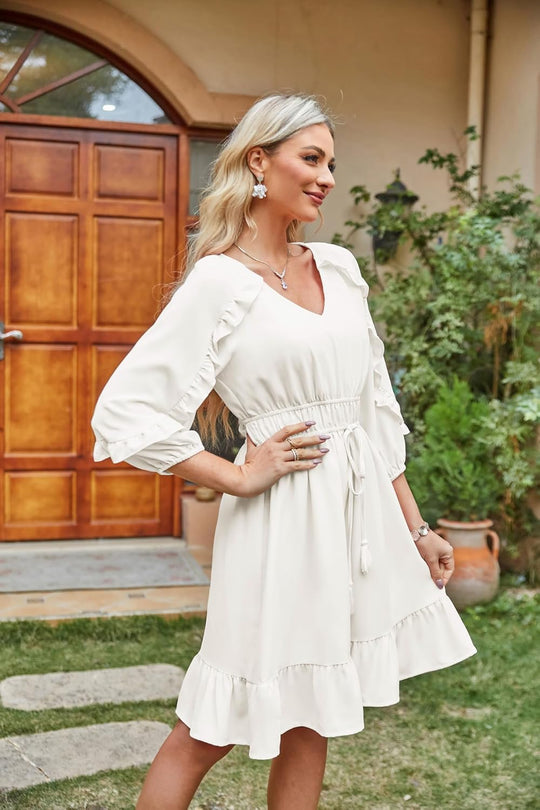 Kleid für frauen sommer ruffle flowy swing kurzes kleid