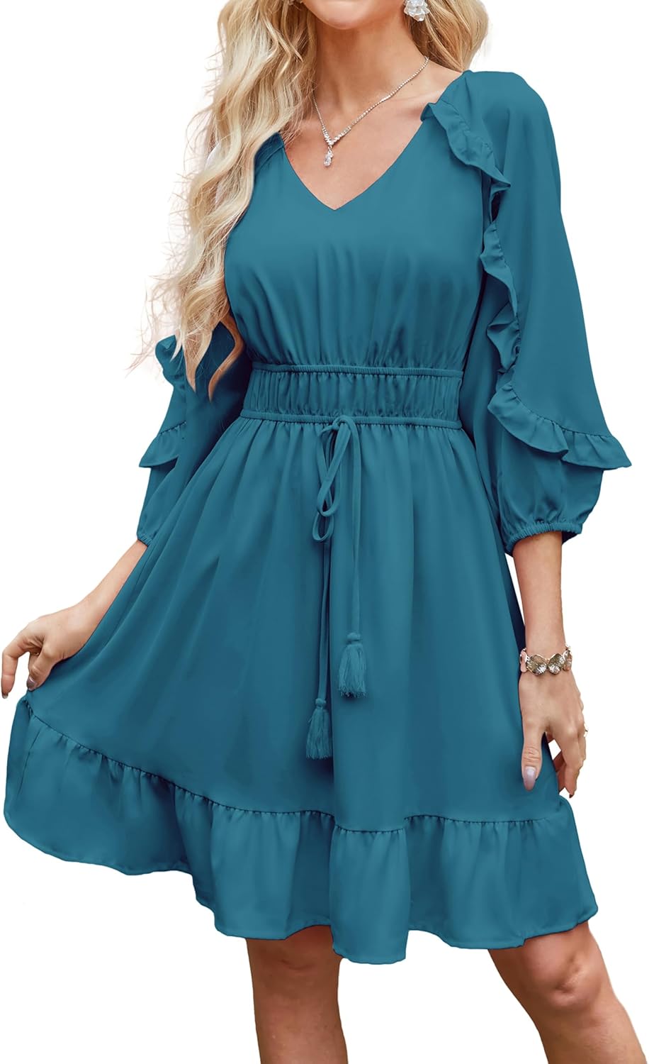 Kleid für frauen sommer ruffle flowy swing kurzes kleid