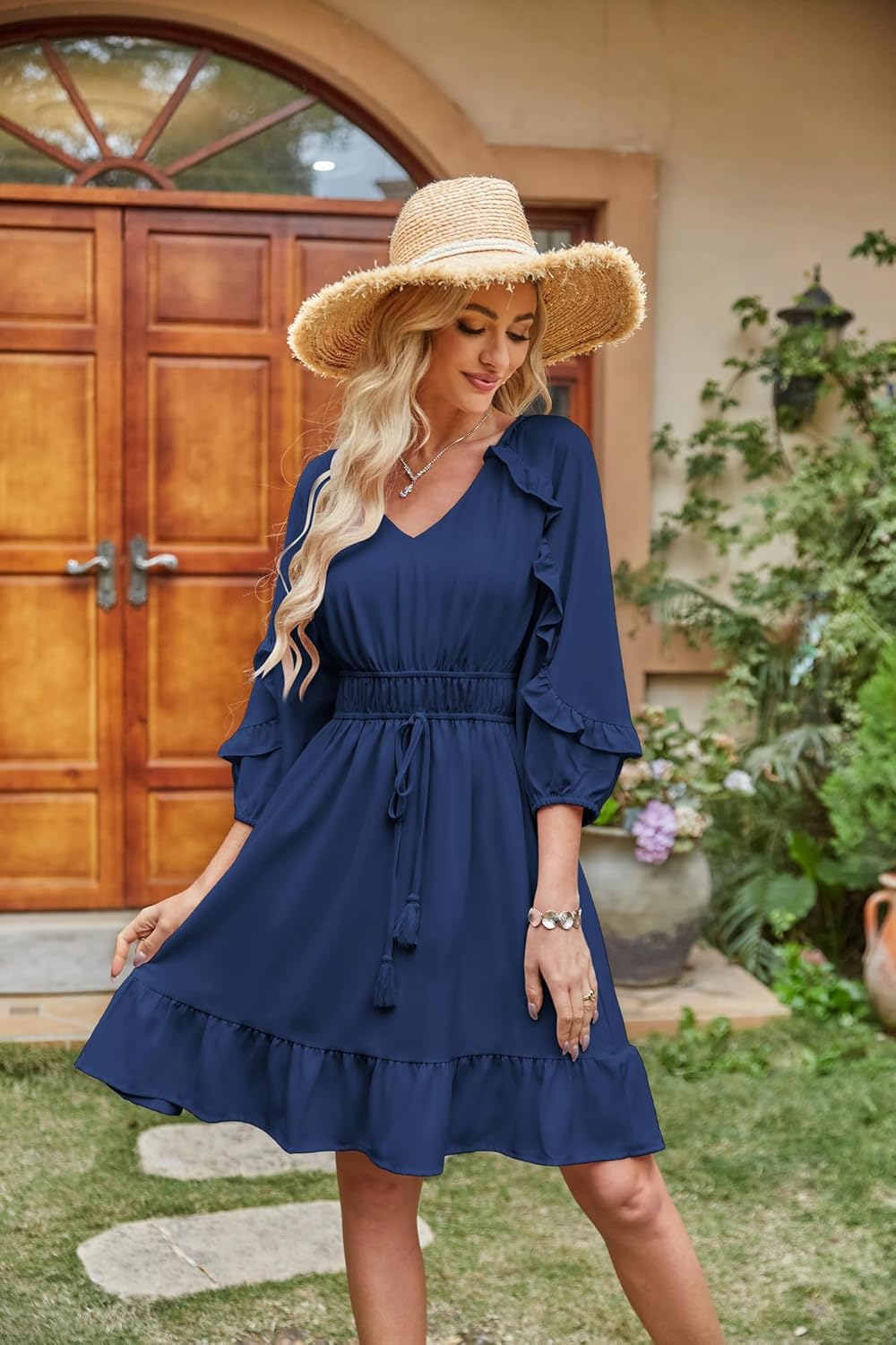 Kleid für frauen sommer ruffle flowy swing kurzes kleid