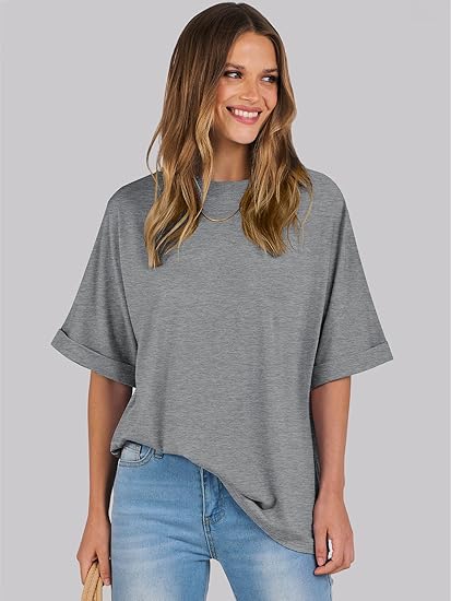 Damen-top lässiges lockeres basic-shirt