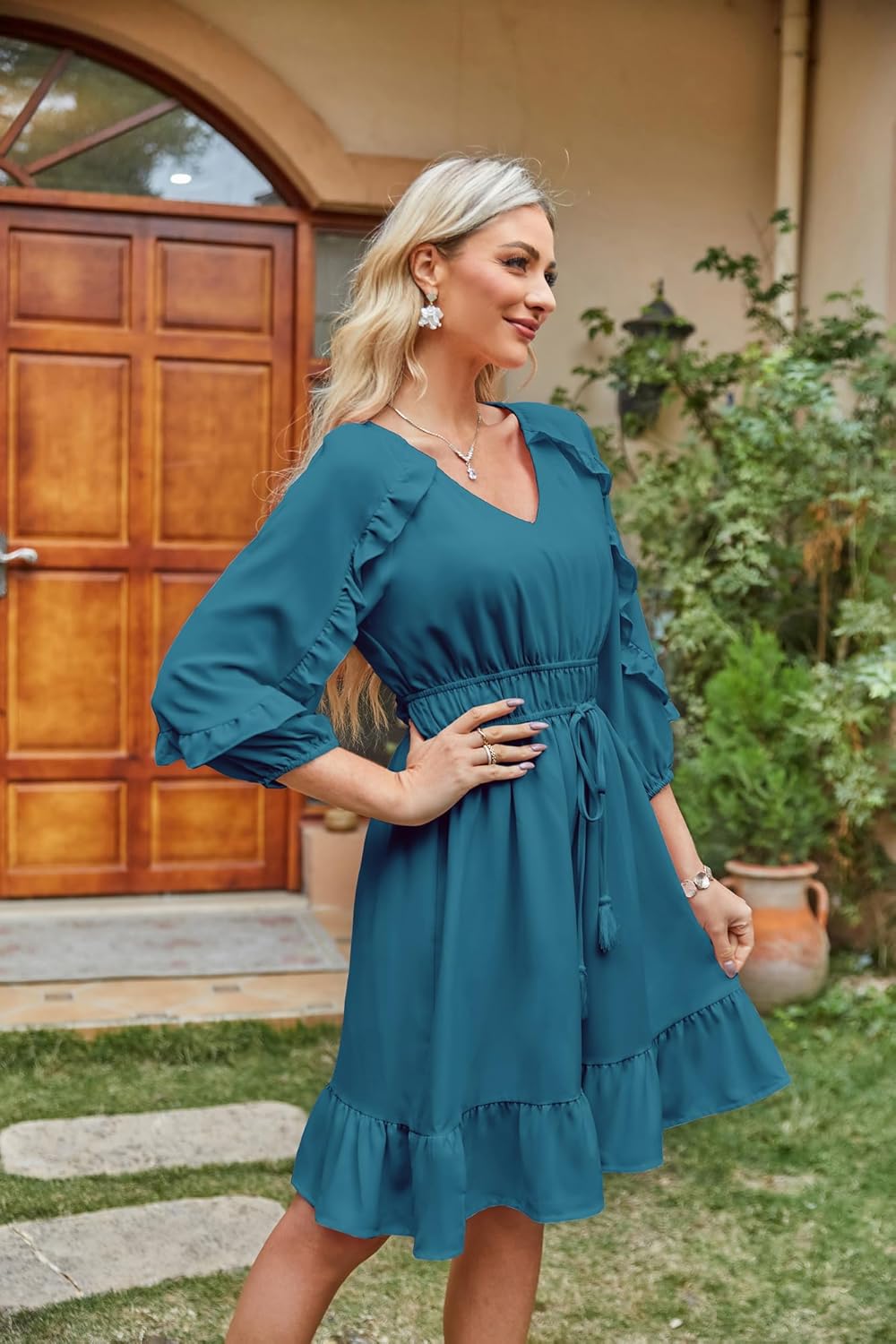 Kleid für frauen sommer ruffle flowy swing kurzes kleid