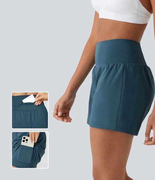 2-in-1 yoga-shorts mit hoher taille für frauen