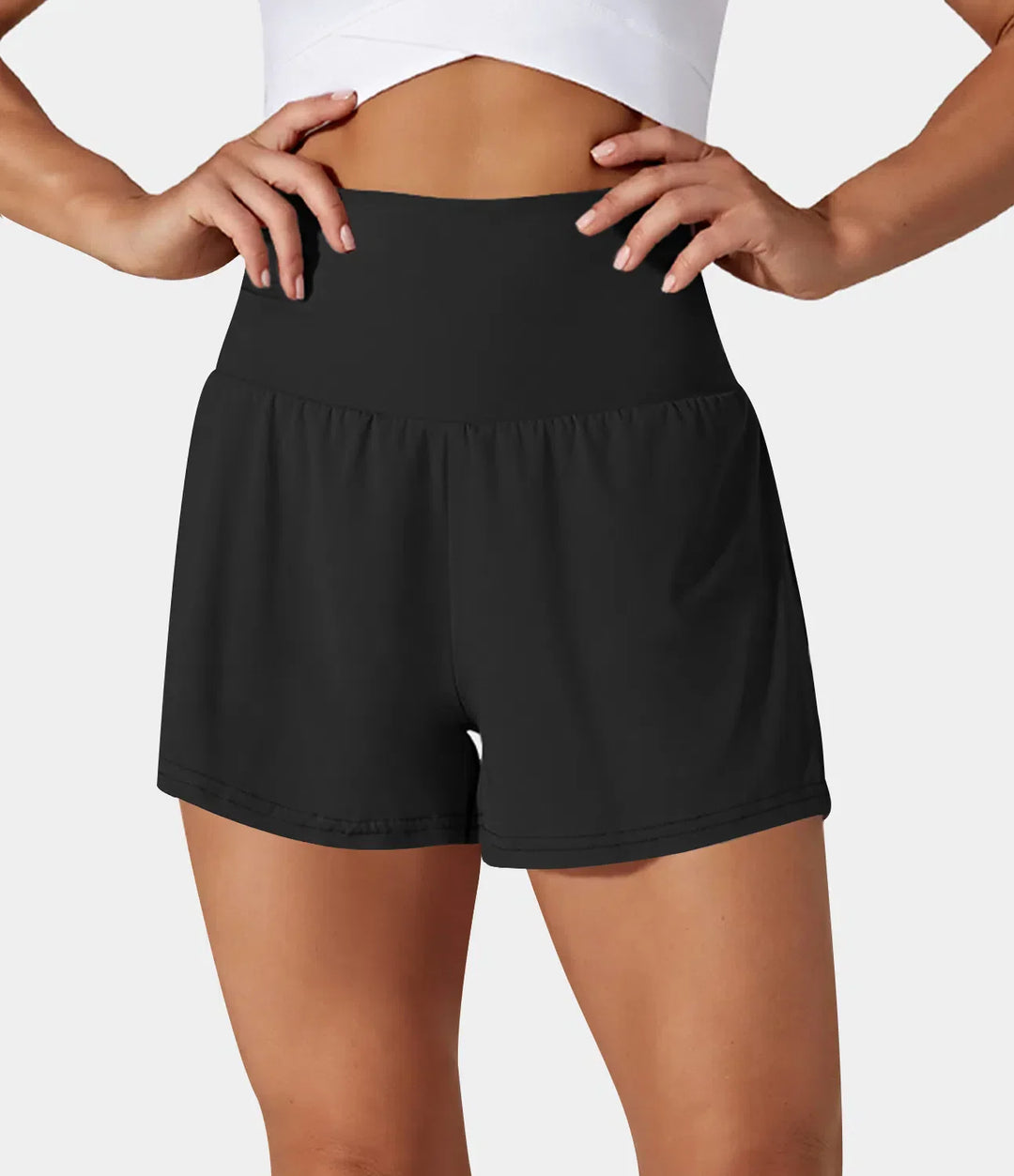 2-in-1 yoga-shorts mit hoher taille für frauen