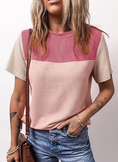 Oberteile für frauen kurzarm crewneck gestrickt