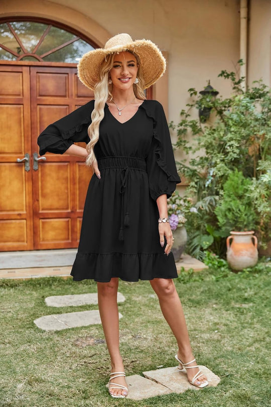 Kleid für frauen sommer ruffle flowy swing kurzes kleid