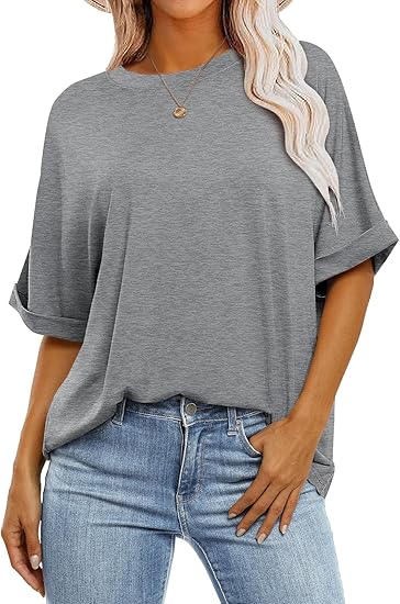 Damen-top lässiges lockeres basic-shirt