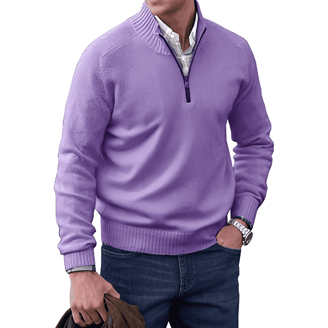 Eleganter kaschmirpullover mit reißverschluss