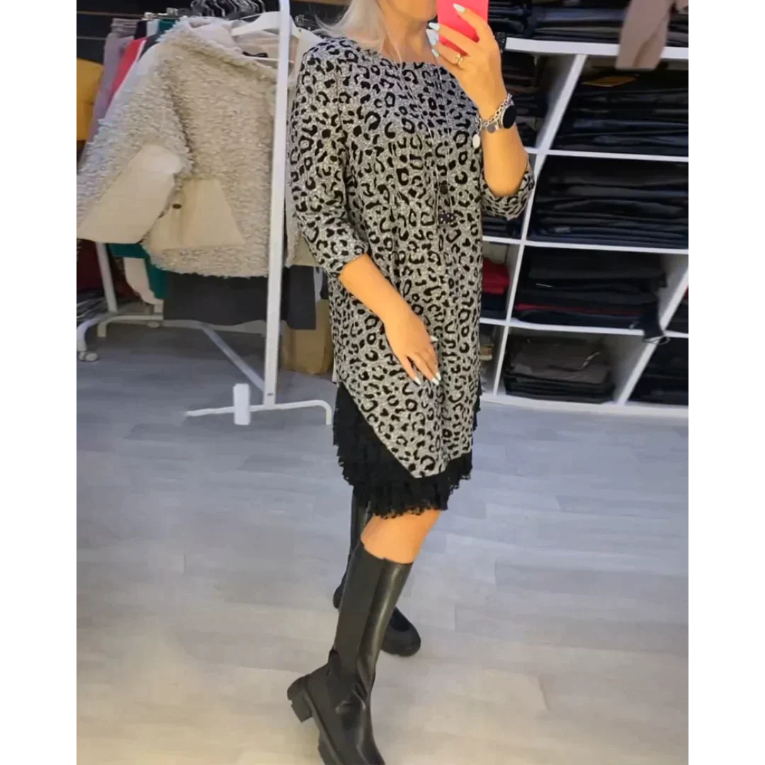 Kleid mit leopardenmuster für frauen