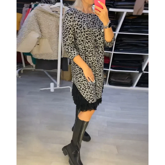 Kleid mit leopardenmuster für frauen