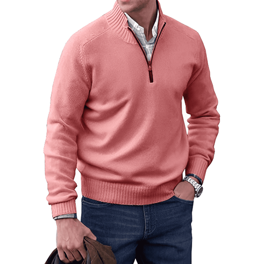 Eleganter kaschmirpullover mit reißverschluss