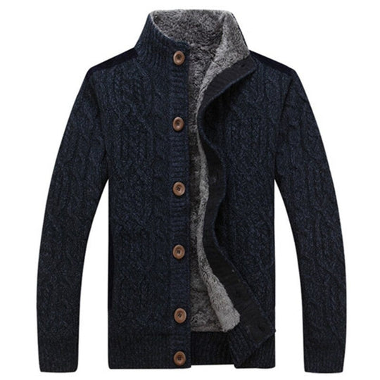 Herren-Strickjacke mit Plüsch-Innenfutter