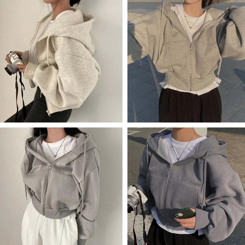 Übergroßer Zip-Up Hoodie für Damen