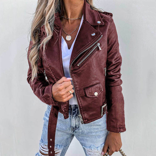 Lässige Damen-Bikerjacke mit Revers