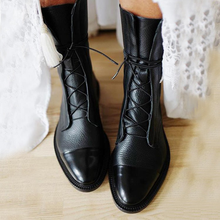 Vintage stiefel mit absatz für damen