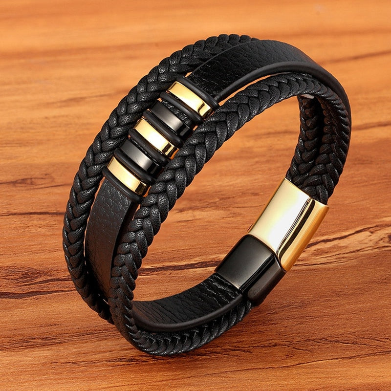 Schwarzes lederarmband für männer