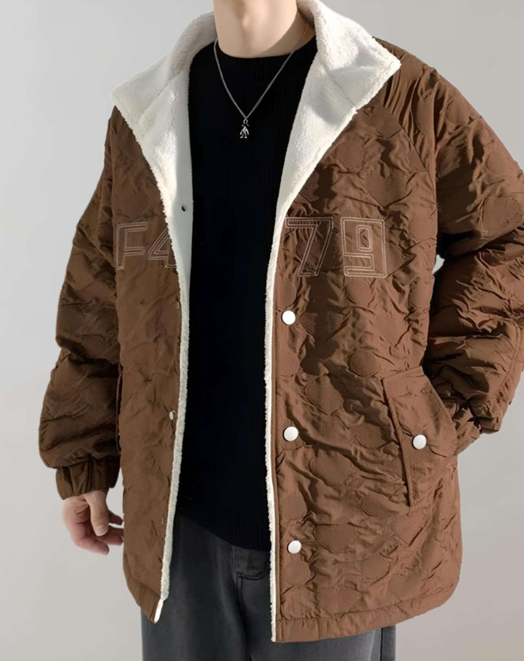 Zweifarbige Herren-Fleecejacke mit Taschen