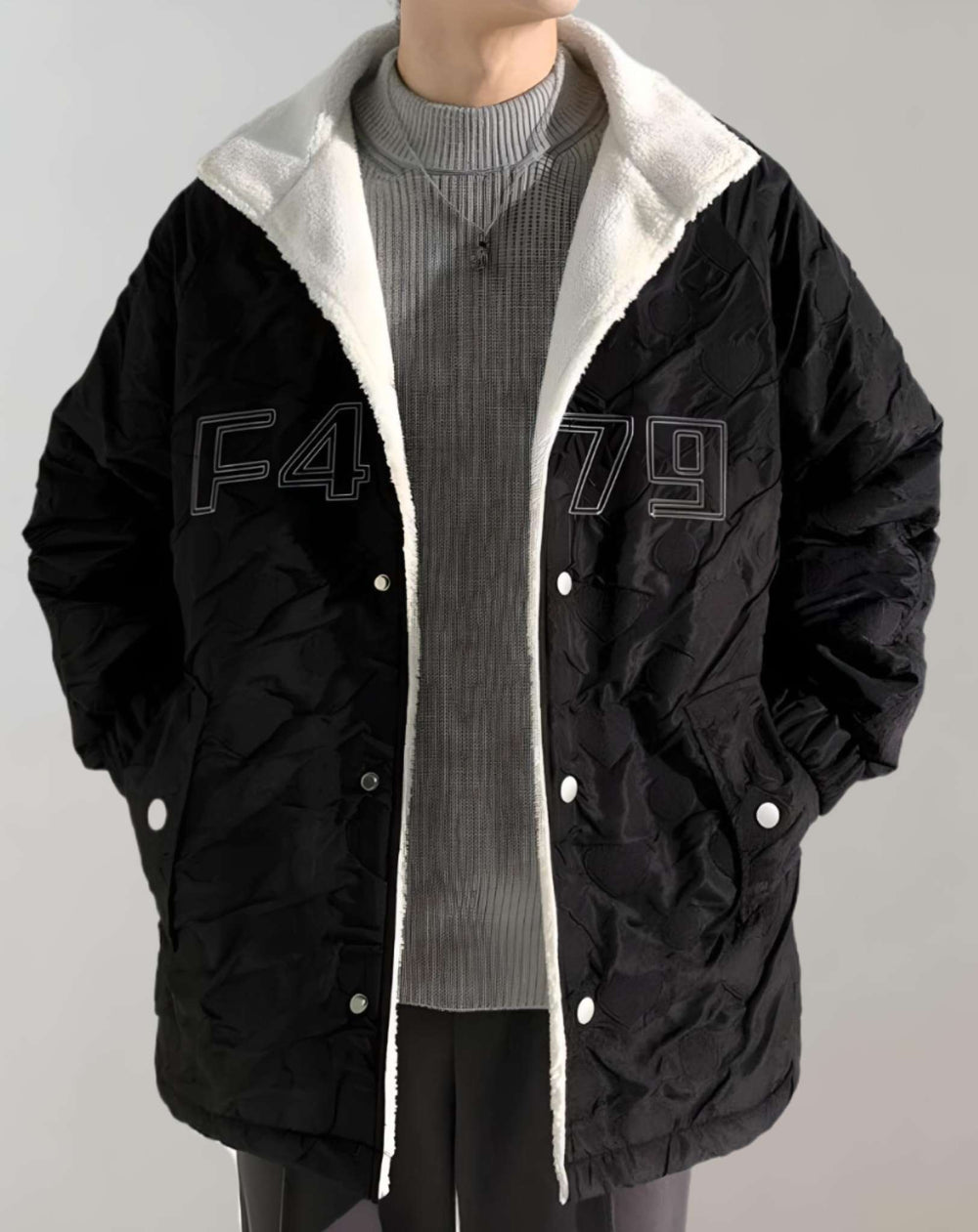 Zweifarbige Herren-Fleecejacke mit Taschen