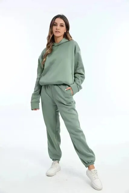 Kapuzenpulli und Jogginghosen Set für Damen