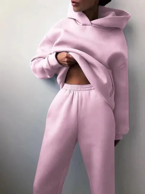 Kapuzenpulli und Jogginghosen Set für Damen