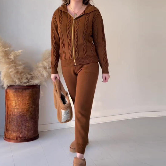 Strickjacke und Hose Set für Damen