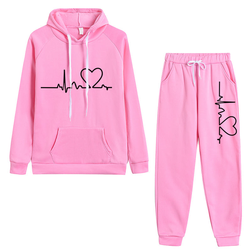 Heartbeat lounge set (weicher kapuzenpulli + lange hose)