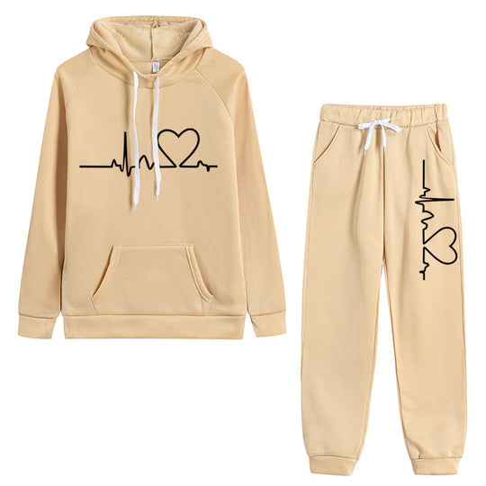 Heartbeat lounge set (weicher kapuzenpulli + lange hose)