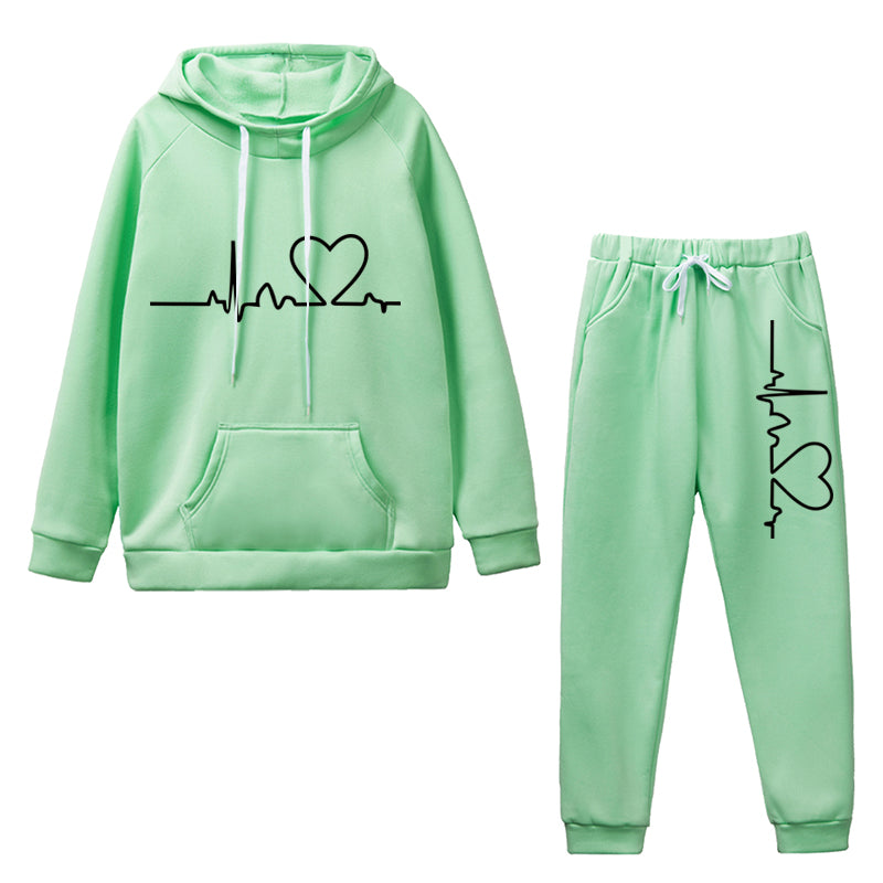 Heartbeat lounge set (weicher kapuzenpulli + lange hose)